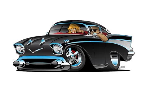 57 Classic Car Cartoon Drawing By Jeff Hobrath