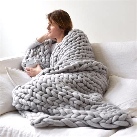 Comfortable Keep Warm Soft Thick Line Giant Yarn Knitted Blanket