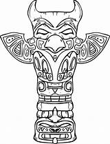 Totem Pole Coloring Native Pages American Poles Draw Drawing Printable Symbols Kids Step Color Wolf Tiki Clipart Totems Template Sheets sketch template