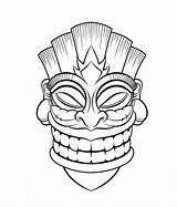 Tiki Sketch Mask Tattoo Coloring Visit Pages Draw Bar Luau sketch template