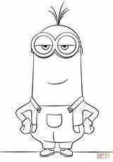 Coloring Pages Minion Kids Printable Kevin sketch template