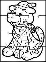 Coloring Cute Puzzles Dog Sheet sketch template