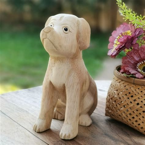 carved wooden dog wooden dog handmade items  home etsy