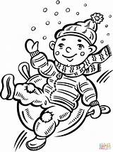 Hill Coloring Designlooter Sliding Covered Snow Child Down Click sketch template