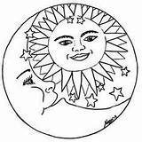 Pagan Eclipse Mond Luna Ausmalen Sonne Sterne Coloriages Astres Lunas Ausmalbilder Witch sketch template