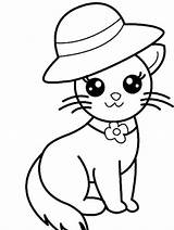 Mewarnai Kartun Lucu Kucing Mewarna Sketsa Menggambar Kumpulan Diwarnai Lukisan Bertopi Comel Draw Ilustrasi sketch template
