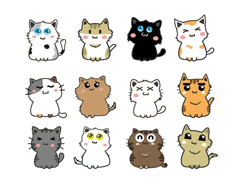 cute cartoon cats set  vector art  vecteezy