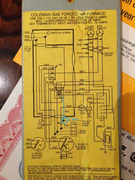 coleman furnace wiring diagram mobile home