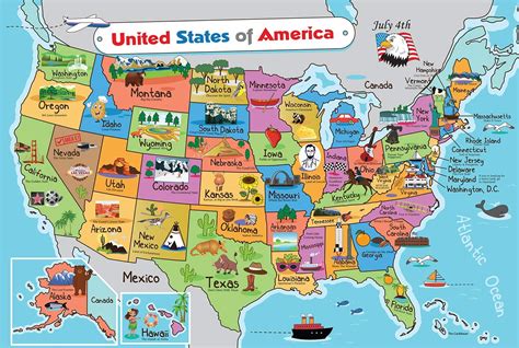 kids united states map wall poster     map premium paper