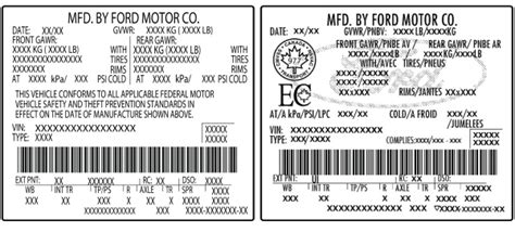 federal motor vehicle safety standard certification label location webmotororg