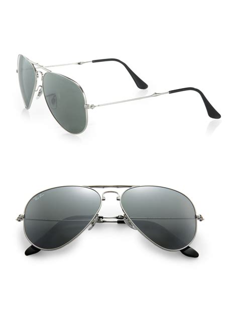 lyst ray ban folding aviator sunglasses in metallic