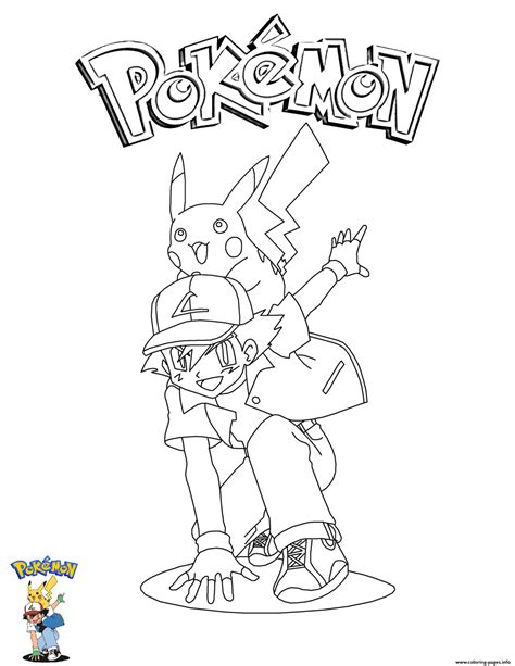 ash  pikachu pokemon coloring page printable