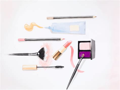 hand drawn illustration   makeup kit stock photo  image