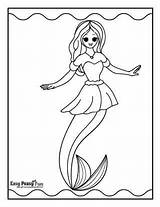 Coloring Mermaid Easypeasyandfun Mermaids sketch template