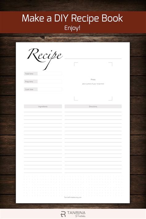 blank recipe sheet printable  family homemade cookbook etsy