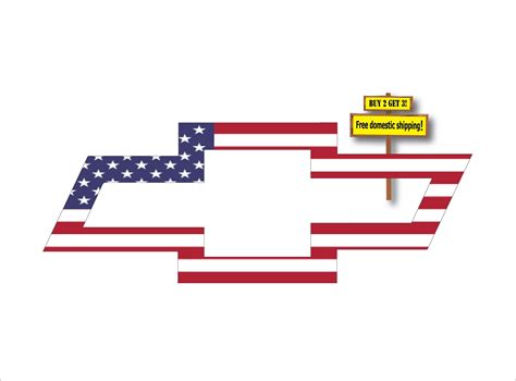 Chevy Bowtie Symbol With American Flag Superimposed Sticker 3 0 X 8 0