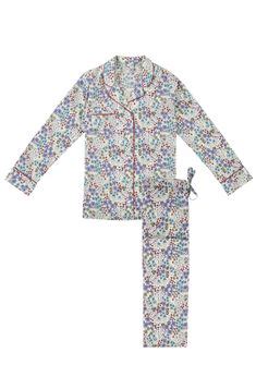 womens floral swirl print pyjama set  reach london liberty blue print pajamas luxury