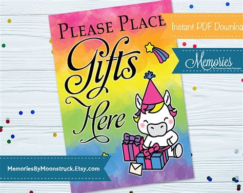 unicorn  sign  birthday parties etsy coloring bookmarks