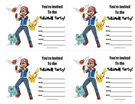 pokemon birthday invitations  printable