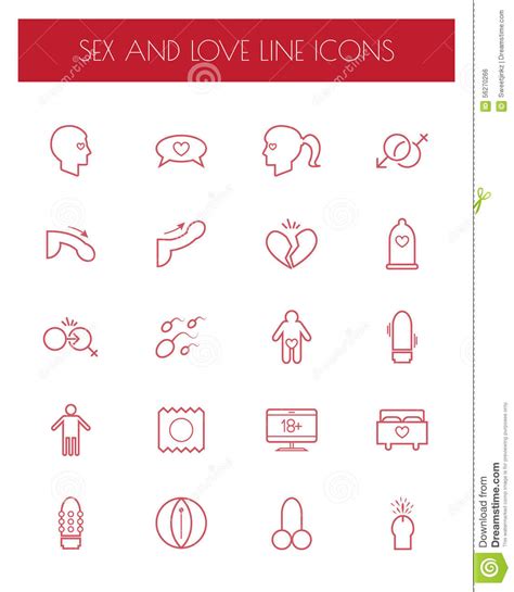 Sex And Love Line Icons Set Stock Vector Illustration Of Elements