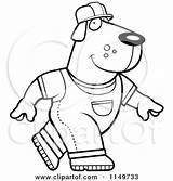 Builder Walking Dog Clipart Cartoon Thoman Cory Outlined Coloring Vector 2021 sketch template