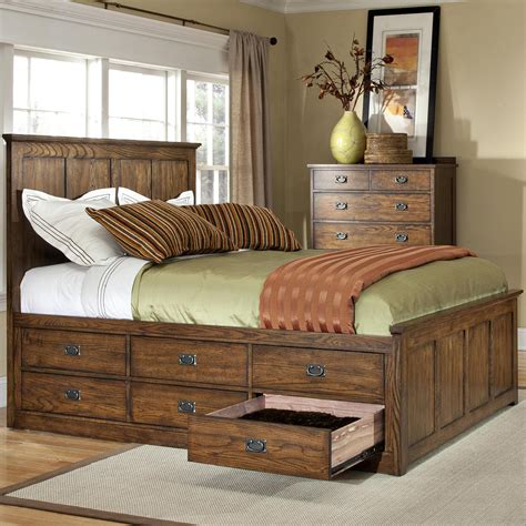 oak park king bed   storage drawers  intercon bed frame  drawers bed frame