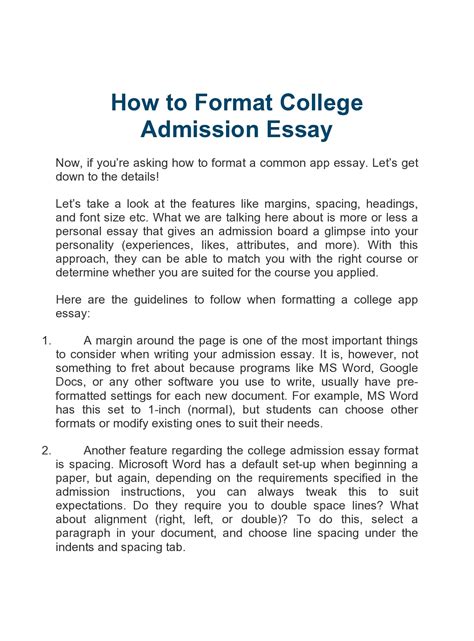 college essay format templates examples templatearchive