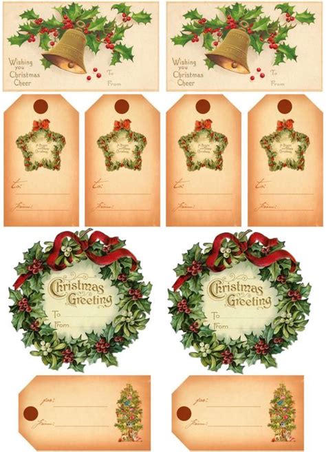 vintage christmas gift tags christmas cards  christmas tags