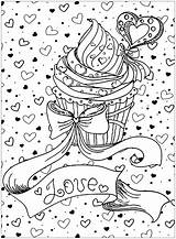 Coloring Pages Cupcake Adults Mothers Cup Cupcakes Cakes Cake Pastry Print Adult Justcolor Bakery Food Color Valentines Heart Colouring Printable sketch template