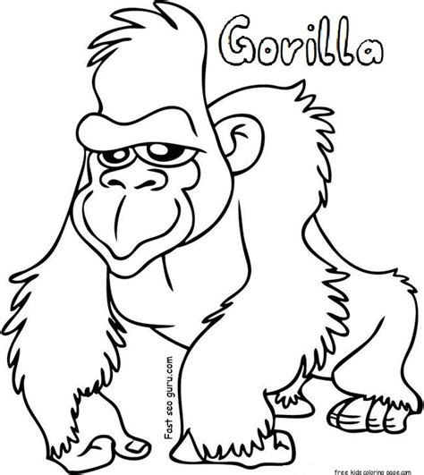 gorilla coloring sheets  printable  kidsfree printable coloring