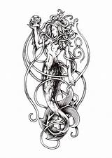 Siren Mythology Tattoo Greek Mermaid Tattoos Sirens Medusa Traditional Google Aphrodite Drawings Transparent Designs Search Sirene Sketches Sleeve Artwork Leg sketch template