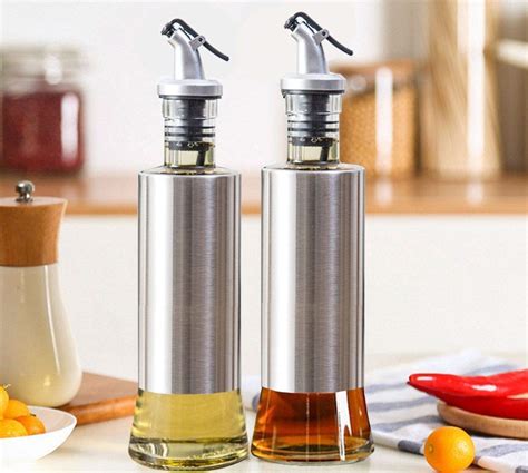 buy unicron stainless steel olive oil dispenser bottle glass cooking