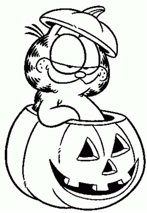 garfield  jack  lantern head  halloween day coloring page