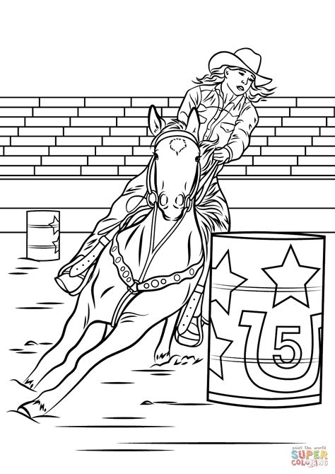horse barrel racing coloring page  printable coloring pages