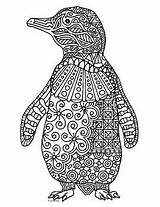 Coloring Penguin Zentangle Bird Detailed Preview Sheet sketch template