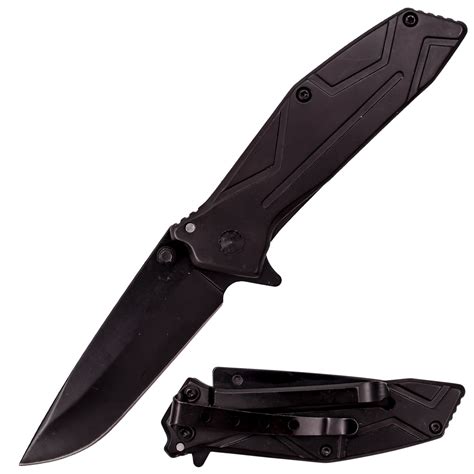 manual folding knife black matte finish angles