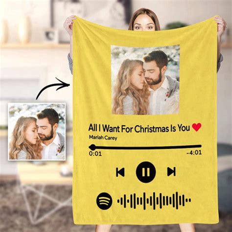 Scannable Spotify Code Photo Engraved Blanket Ts For Etsy