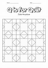 Quilt Coloring Pages Worksheet Printable Blank Worksheeto Via Block sketch template