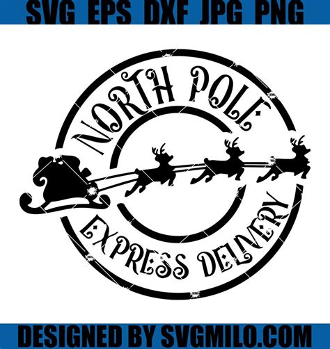 north pole express delivery svg santa sleigh svg xmas svgxjpgv