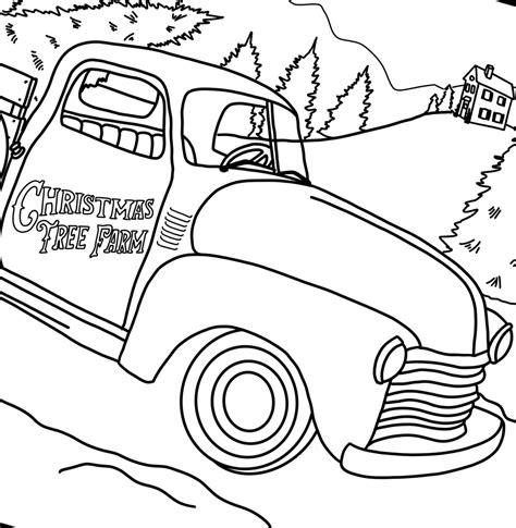 christmas tree truck coloring page holiday  printable etsy