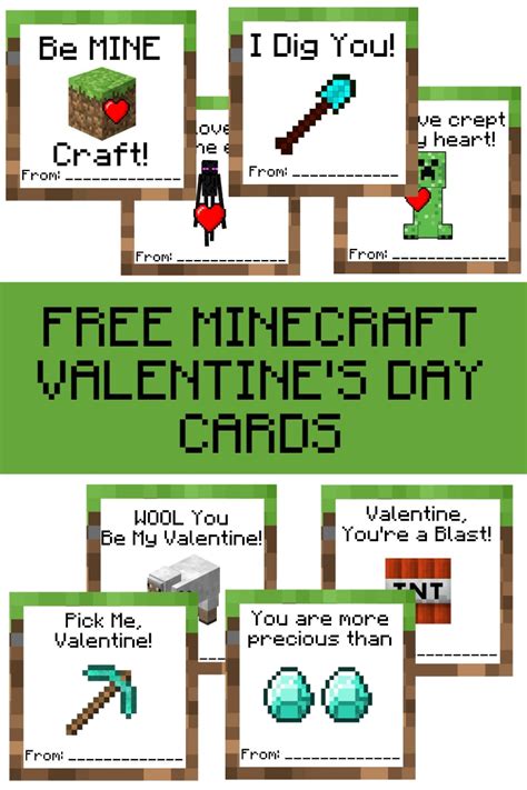 printable minecraft valentines day cards  grande life