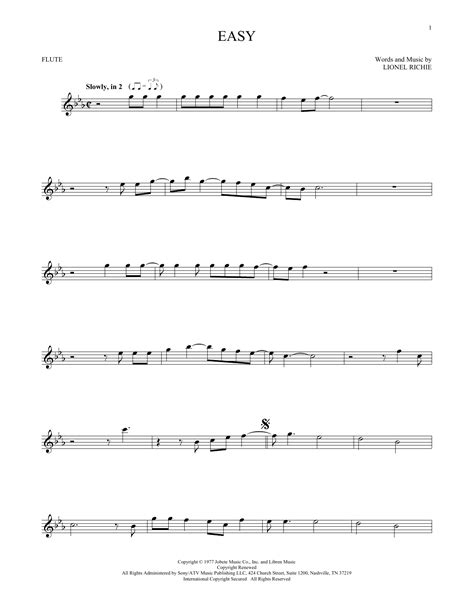 easy sheet   commodores flute solo