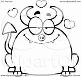 Chubby Devil Clipart Cartoon Outlined Coloring Vector Thoman Cory Royalty sketch template
