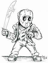 Jason Coloring Myers Voorhees Michael Pages Drawing Printable Cartoon Freddy Horror Drawings Friday 13th Krueger Mask Scary Halloween Deviantart Color sketch template