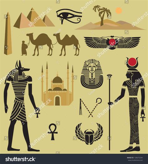 Egypt Symbols And Landmarks Icons Of Egypt Ancient And