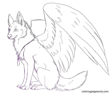 wolf  wings printable coloring page  printable coloring pages