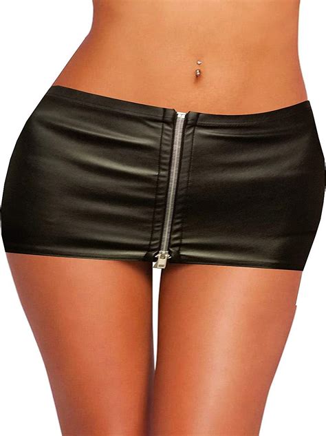 Style Plus Women Faux Leather Look Just 10 Inches Micro Mini Skirt Size