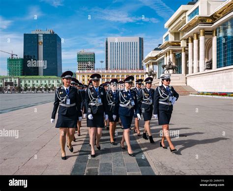 female police officers marching ceremonial parade  government palace