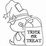 Trick Treat Halloween Coloring Outline Puppy Pup Pages sketch template