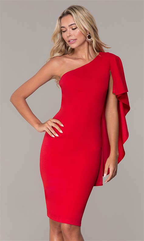 One Shoulder Short Red Cocktail Dress By Simply